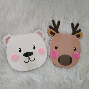 Polar Bear & Reindeer Shaped Notebook Set
